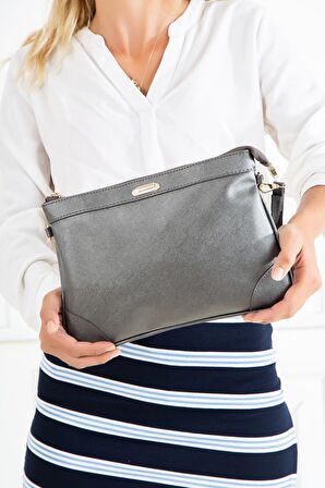Prada Malzeme Uzun Kısa Askılı Platin Kadın Portföy Çanta