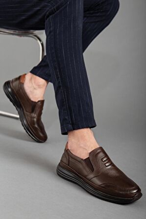 Atom Bağsız Baskılı Kahverengi Erkek Comfort Ayakkabı