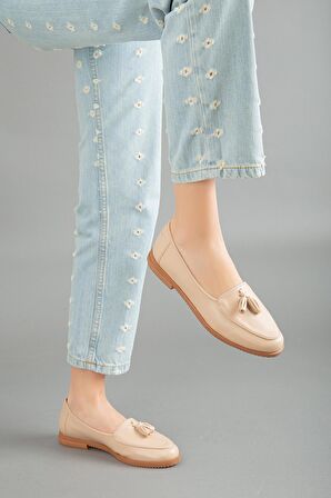 Püsküllü Cilt Nude Kadın Günlük Ayakkabı