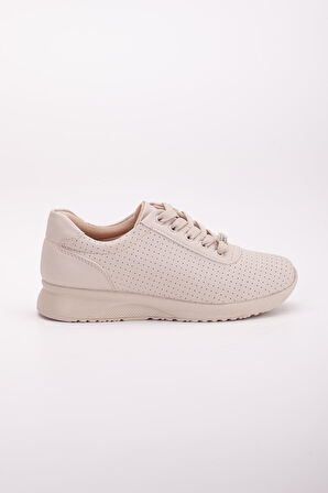 İnce Taban Bağlı Cilt Nude Kadın Spor Ayakkabı