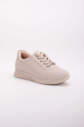 İnce Taban Bağlı Cilt Nude Kadın Spor Ayakkabı