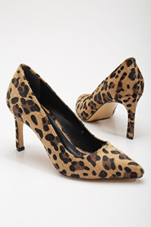 Leopar Desen Düz Model Kadın İnce Topuklu Stiletto