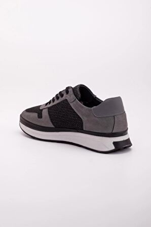 Hakiki Deri Keten Malzeme Poli Taban Bağcıklı Gri Erkek Günlük Ayakkabı