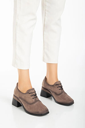 Süet Hazır Taban Bağlı Vizon Kadın Günlük Ayakkabı