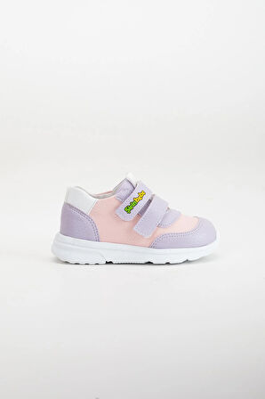 Şirinbebe Şiringenç Ortopedik Lila Cırtlı Beyaz Taban Kız Bebek Çocuk Spor Ayakkabı
