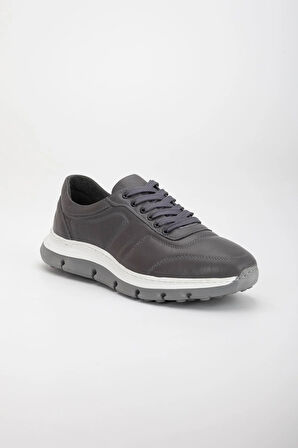 Hakiki Deri Erkek Günlük Ayakkabı Gri Eva Taban Yüzü Dikişli