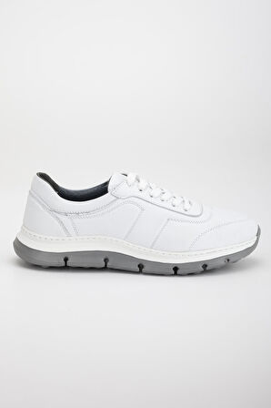 Hakiki Deri Erkek Günlük Ayakkabı Beyaz Eva Taban Yüzü Dikişli