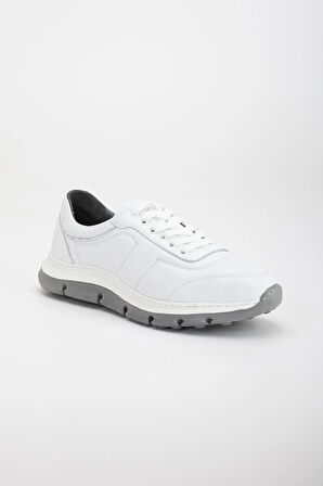 Hakiki Deri Erkek Günlük Ayakkabı Beyaz Eva Taban Yüzü Dikişli