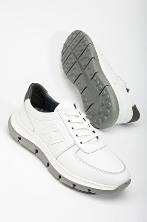 Hakiki Deri Erkek Günlük Ayakkabı Beyaz H Model Eva Taban