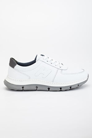 Hakiki Deri Erkek Günlük Ayakkabı Beyaz H Model Eva Taban