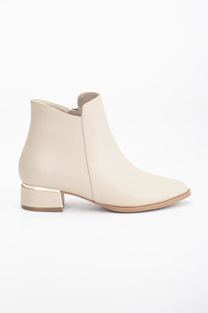 Kadın Kısa Topuklu Bot Nude Yüzlü Model Galvaniz Ökçeli