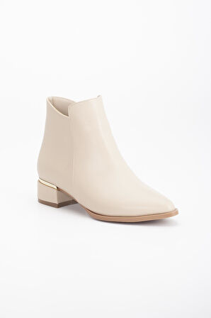 Kadın Kısa Topuklu Bot Nude Yüzlü Model Galvaniz Ökçeli