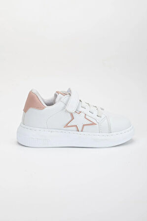 Kız Çocuk Spor Ayakkabı Pudra Cırtlı Yıldız Model Dikişli Taban