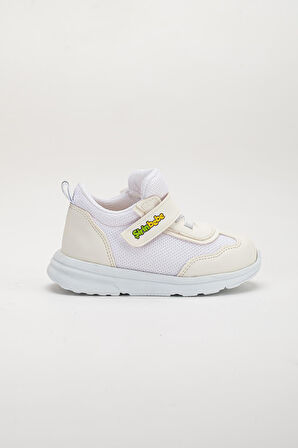 Şirinbebe Ortopedik Erkek Bebek İlk Adım Spor Ayakkabı Beyaz Cırtlı Anorak Malzeme