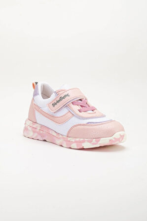 Şiringenç Ortopedik Kız Çocuk Spor Ayakkabı Pembe Cırtlı Anorak Malzeme