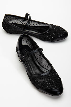 Kadın Babet Siyah File Üzeri Taş Döşeme Baretli