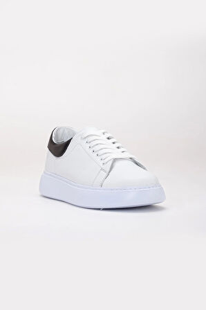 Hakiki Deri Erkek Günlük Ayakkabı Beyaz Kalın Taban Bağcıklı