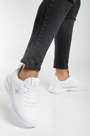 Erkek Spor Ayakkabı Beyaz Anorak Bağcıklı Faylon Taban