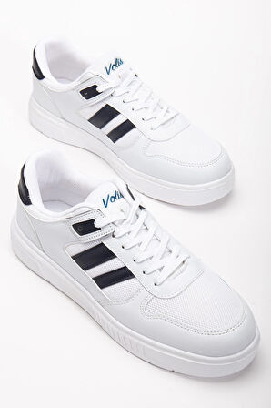 Erkek Spor Ayakkabı Beyaz Yan Şeritli Anorak Malzeme