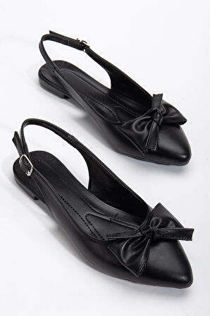 Kadın Babet Siyah Arka Açık Fiyonklu