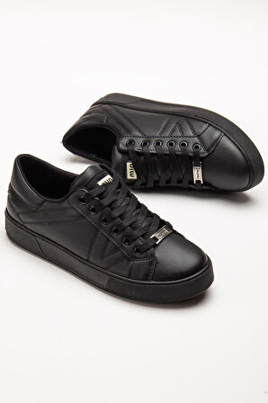 Kadın Casual Spor Ayakkabı Siyah İnce Taban Bağcıklı