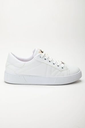 Kadın Casual Spor Ayakkabı Beyaz İnce Taban Bağcıklı