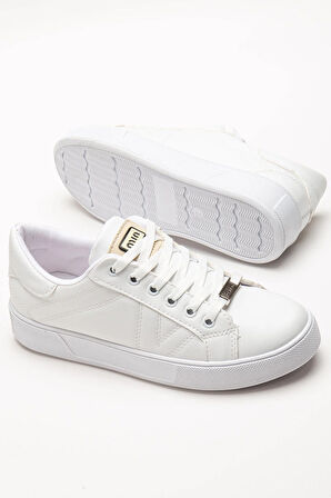 Kadın Casual Spor Ayakkabı Beyaz İnce Taban Bağcıklı