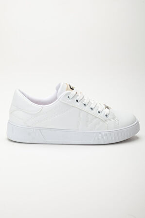 Kadın Casual Spor Ayakkabı Beyaz İnce Taban Bağcıklı