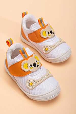 Şirinbebe Ortopedik Erkek Bebek İlkadım Ayakkabı Beyaz Cırtlı Anorak