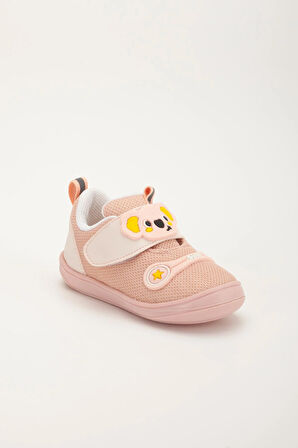 Şirinbebe Ortopedik Kız Bebek İlkadım Ayakkabı Pudra Cırtlı Anorak