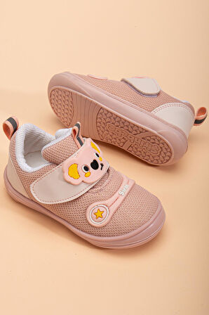 Şirinbebe Ortopedik Kız Bebek İlkadım Ayakkabı Pudra Cırtlı Anorak