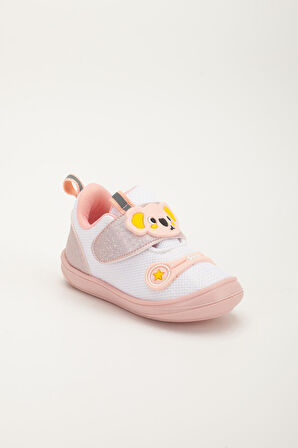 Şirinbebe Ortopedik Kız Bebek İlkadım Ayakkabı Beyaz Cırtlı Anorak