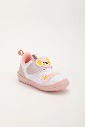 Şirinbebe Ortopedik Kız Bebek İlkadım Ayakkabı Beyaz Cırtlı Anorak