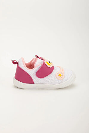 Şirinbebe Ortopedik Kız Bebek İlkadım Ayakkabı Fuşya Cırtlı Anorak