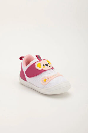 Şirinbebe Ortopedik Kız Bebek İlkadım Ayakkabı Fuşya Cırtlı Anorak