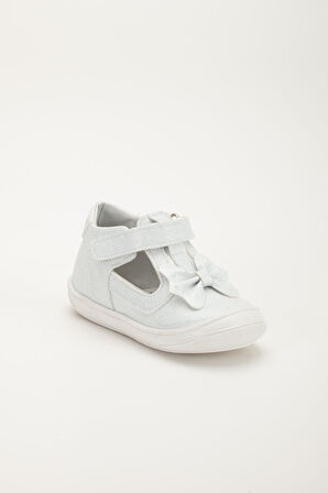 Şirinbebe Ortopedik Kız Bebek İlkadım Ayakkabı Beyaz Direkli Fiyonklu