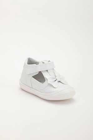 Şirinbebe Ortopedik Kız Bebek İlkadım Ayakkabı Beyaz Direkli Fiyonklu