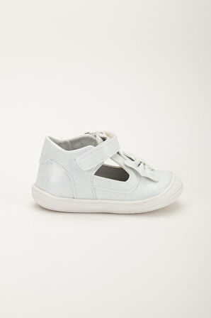 Şirinbebe Ortopedik Kız Bebek İlkadım Ayakkabı Beyaz Direkli Fiyonklu