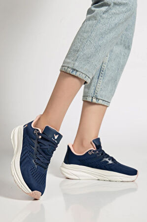 Kadın Spor Ayakkabı Lacivert Hafif Kalın Renkli Taban