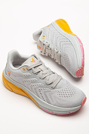 Kadın Spor Ayakkabı Gri Hafif Kalın Renkli Taban