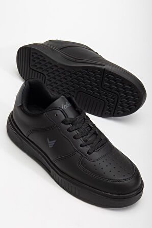 Unisex Spor Ayakkabı Sİyah Yüksek Taban Hafif Suni Deri