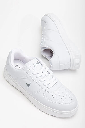 Unisex Spor Ayakkabı Beyaz Yüksek Taban Hafif Suni Deri