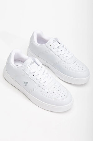 Unisex Spor Ayakkabı Beyaz Yüksek Taban Hafif Suni Deri