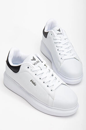 Unisex Spor Ayakkabı Beyaz Yüksek Taban Hafif Suni Deri