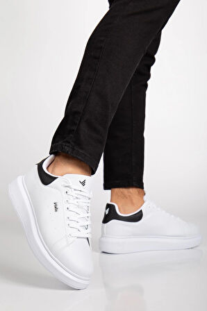 Unisex Spor Ayakkabı Beyaz Yüksek Taban Hafif Suni Deri