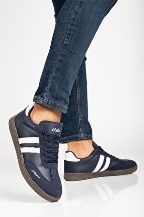 Erkek Spor Ayakkabı Lacivert Samba Model İnce Taban Bağcıklı