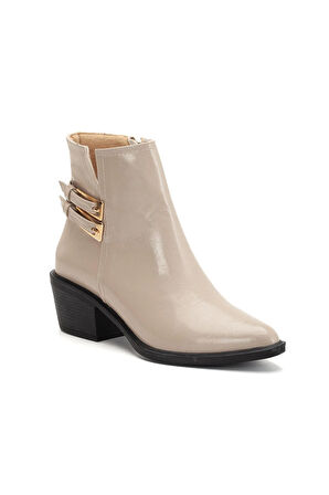 Kadın Topuklu Bot Vizon Rugan Sivri Vestern Toaklı