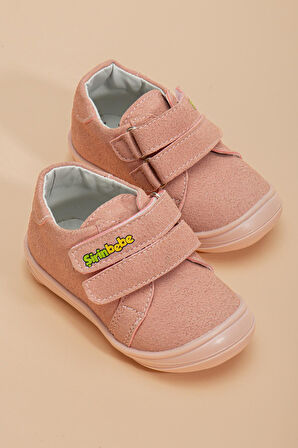 ŞirinBebe Ortopedik Kız İlkadım Bebek Ayakkabı Pembe Çift Cırtlı
