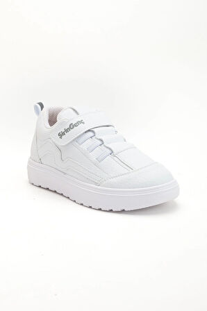 Şirinbebe Şiringenç Erkek Çocuk Spor Ayakkabı Ortopedik Beyaz Cırtlı Elastik Bağcıklı