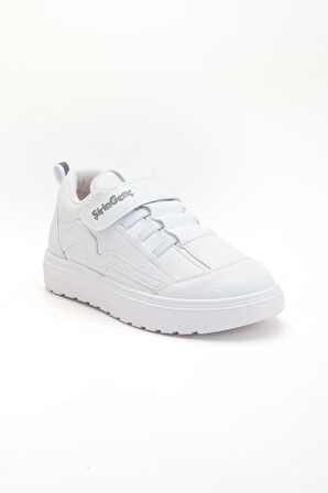 Şirinbebe Şiringenç Erkek Çocuk Spor Ayakkabı Ortopedik Beyaz Cırtlı Elastik Bağcıklı